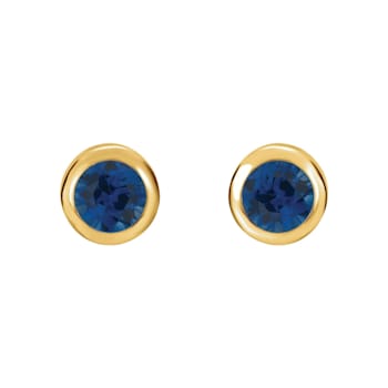 14K Yellow Gold Lab-Grown Blue Sapphire Bezel-Set Stud Earrings