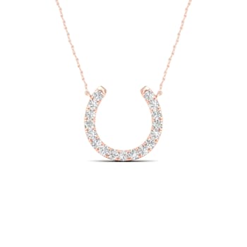 14K Rose Gold Diamond Horseshoe Pendant Rope Chain Necklace for Women
18inch (1/3Ct / I2,H-I)