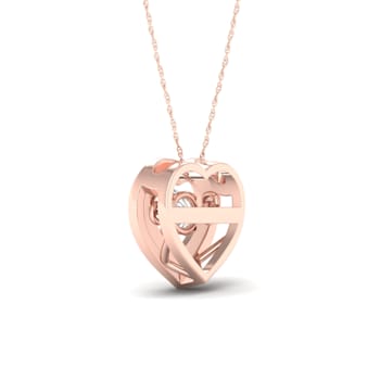 10K Rose Gold Diamond Heart Beat Pendant Necklace 18inch(1/4Ct / I2,H-I)