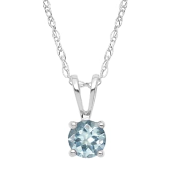 Diamond2Deal 14k White Gold 0.45ct Round Aquamarine Solitaire Pendant
Necklace 18" for Women