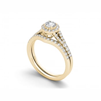 10K Yellow Gold .75ctw Diamond Ladies Round Halo Engagement Ring (
I2-Clarity-H-I-Color )