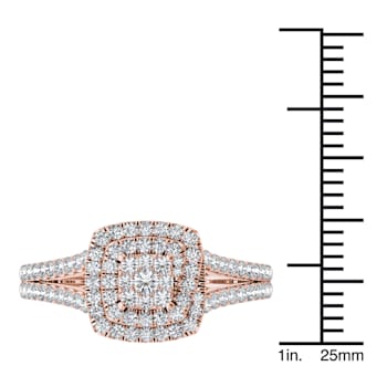 10K Rose Gold .50ctw Round Diamond Halo Engagement Wedding Ring (Color
H-I, Clarity I2)