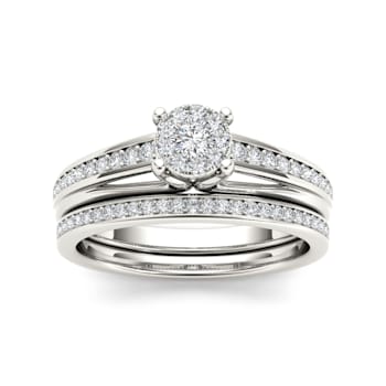 10K White Gold .40ctw Diamond Solitaire Engagement Bridal Ring Band Set
( I2-Clarity-H-I-Color )