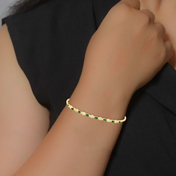 Diamond2Deal 14k Yellow Gold 0.86ct Marquise Cut Emerald and Diamond
Tennis Bracelet 7.5"