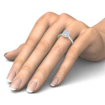 10K White Gold .75ctw Round Diamond Engagement Wedding Ring (Color H-I,
Clarity I2)