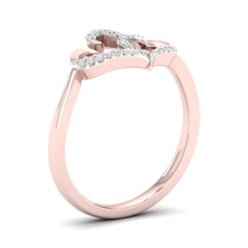 10K Rose Gold .07ctw Round Cut Diamond Double Heart Love Ring (0.07cttw,
Color H-I, Clarity I2)