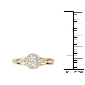 14K Yellow Gold .20ctw Round Diamond Halo Engagement Wedding Ring (Color
H-I, Clarity I2)