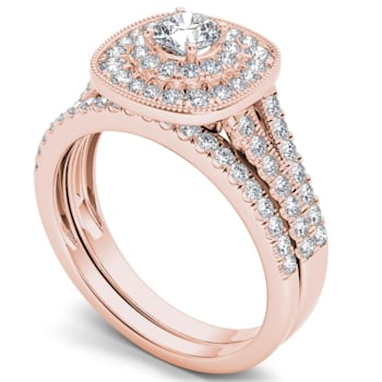 14K Rose Gold 3/4ctw Round Diamond Halo Engagement Ring (Color H-I,
Clarity I2)