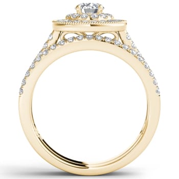 14K Yellow Gold 3/4ctw Round Diamond Halo Engagement Ring (Color H-I,
Clarity I2)