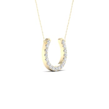 14K Yellow Gold Diamond Horseshoe Pendant Rope Chain Necklace for Women
18inch (1/3Ct / I2,H-I)