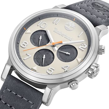 Timberland Pancher Collection Men's Watch with Gray Leather Strap