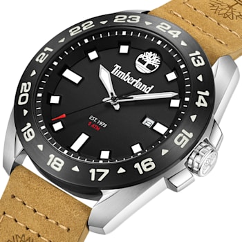 Timberland Carrigan Collection Men's Watch with Tan Leather Strap