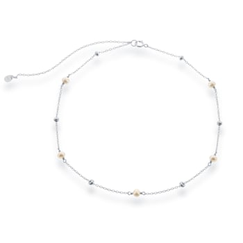 Sterling Silver Small Freshwater Pearls and Beads by the Yard Choker