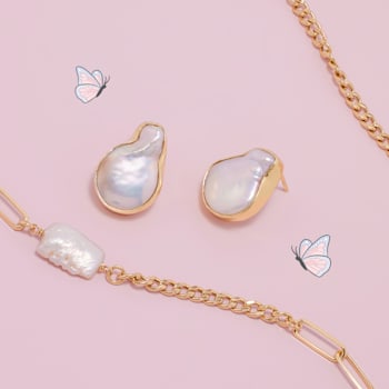 Earthy Baroque Pearl Studs (Gold Vermeil)