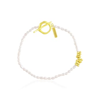 Keshi Pearl Beaded Bracelet (Gold Vermeil)