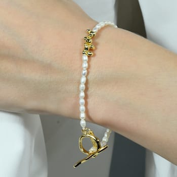 Keshi Pearl Beaded Bracelet (Gold Vermeil)