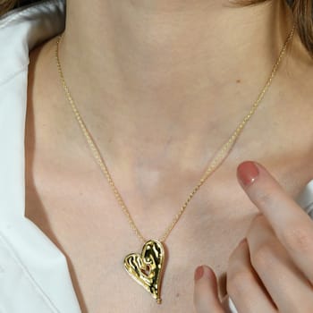 Textured Sweet Heart Chain Necklace (Gold Vermeil)