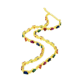 Multi Colour Gemstone Necklace (Water Resistance Premium Plating)