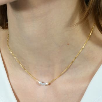 Baroque Pearl Chain Necklace (Gold Vermeil)