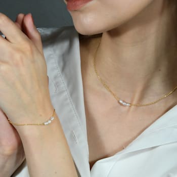Baroque Pearl Chain Necklace (Gold Vermeil)