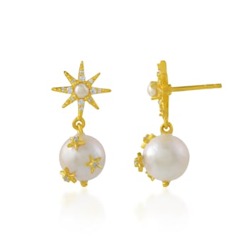 Pearl Drop Studded Earrings (Water Resistance Premium Plating)