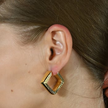 Textured Rhombus Huggies (Gold Vermeil)