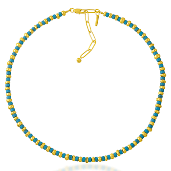 Turquoise Tire Beaded Necklace