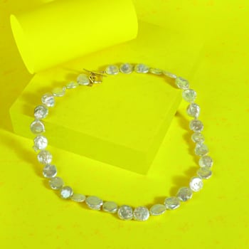 Baroque Pearl Disc Necklace (Gold Vermeil)