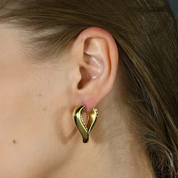 Textured Foglia Huggies (Gold Vermeil)