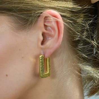 Textured Oblong Huggies (Gold Vermeil)