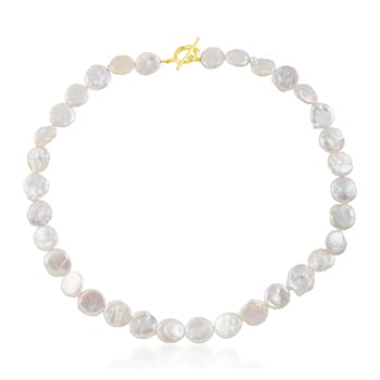 Baroque Pearl Disc Necklace (Gold Vermeil)