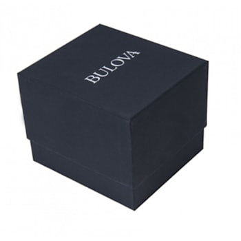 Bulova men's black leather strap watch best sale with diamond