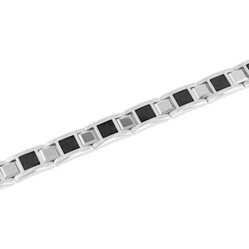 Stainless Steel & Tungsten Black Carbon Fiber Link Bracelet