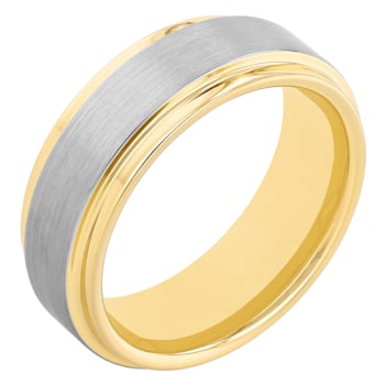 Two-Tone Tungsten 8MM Step Edge Band