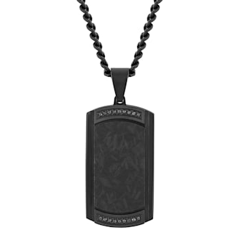 0.10CTW Black Diamond Black IP Stainless Steel and Forged Carbon Fiber
Dog Tag