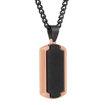 Stainless Steel Black & Rose Ion Plated Dog Tag Pendant