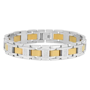 3/4CTW Diamond Two-Tone Stainless Steel Link Bracelet