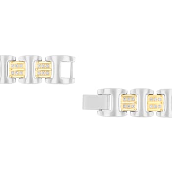 1CTW Diamond Two-Tone Stainless Steel Link Bracelet