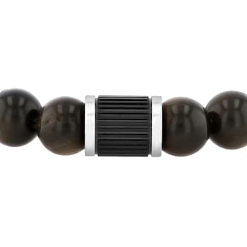 Stainless Steel Golden Obsidian Bead Bracelet