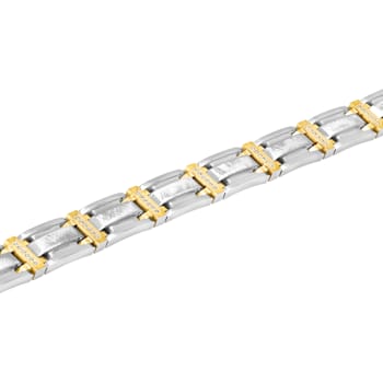 1/4CTW Diamond Two tone Stainless Steel Link Bracelet