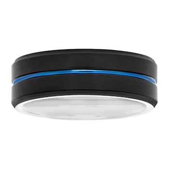 Stainless Steel Black and Blue Ion Plated 8mm Striped Band