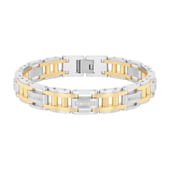 1/2CTW Diamond & Stainless Steel with Yellow IP Bracelet