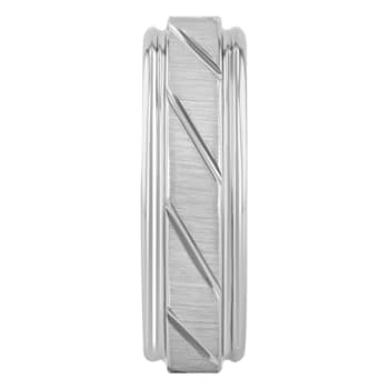 Tungsten Comfort™ White Tungsten 7MM Slant Groove Band