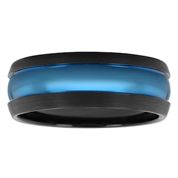 Tungsten Comfort™ Tungsten Black and Blue Ion Plated Band