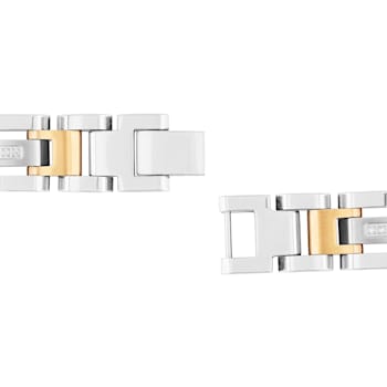 Stainless Steel Yellow Ion Plated Diamond Bracelet 1/6ctw