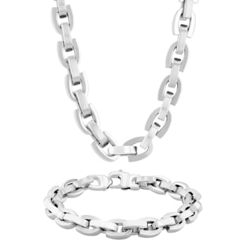 Stainless Steel Horse Shoe Chain Necklace and Bracelet Set