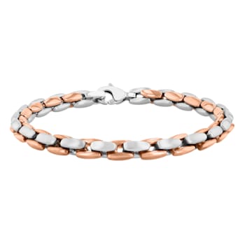 Stainless Steel Rose Ion Plated Oval Link Bracelet