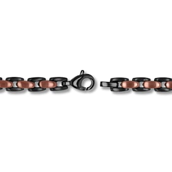 Stainless Steel Black & Brown Ion Plated Oval Link Bracelet