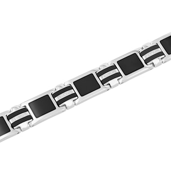 1/10CTW Diamond Stainless Steel Link Bracelet