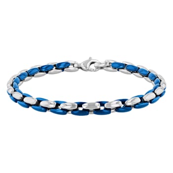 Stainless Steel Blue Ion Plated Link Bracelet